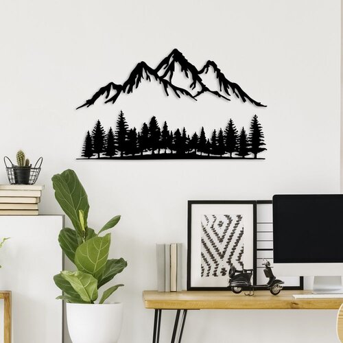 Wallity Zidna dekoracija Nature And Mountain - 3, 70 x 40 cm, Crna Cene