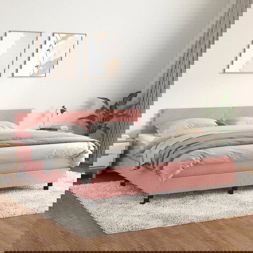 The Living Store Box spring postelja z vzmetnico roza 180x200 cm žamet - Box Spring Postelja, (21491529) Slike