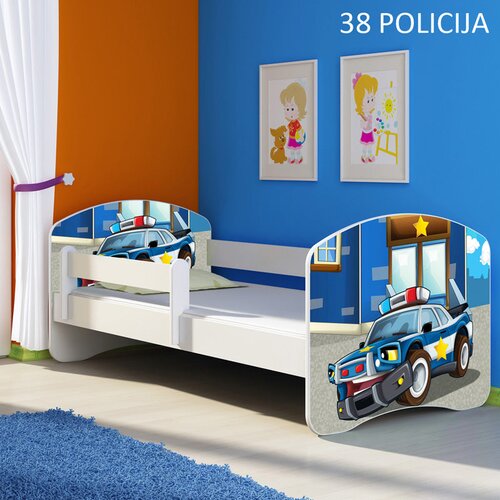  Otroška postelja ACMA z motivom, stranska bela 160x80 cm 38 Policija Cene