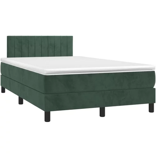 vidaXL Box spring postelja z vzmetnico temno zelen 120x190 cm žamet, (21128285)