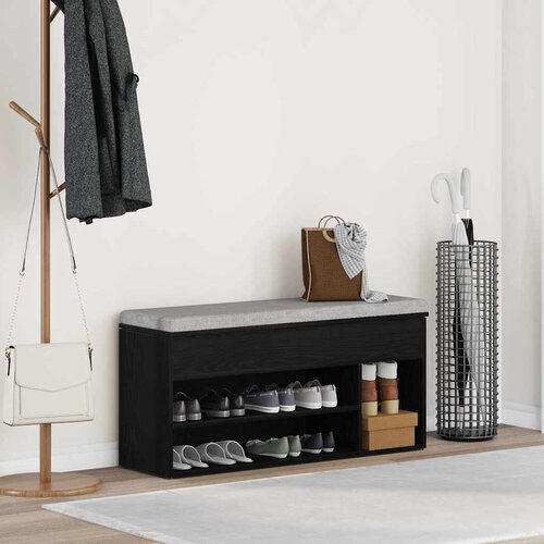 vidaXL Klupa za cipele crni hrast 102x30,5x45 cm izrađeno drvo Cijene