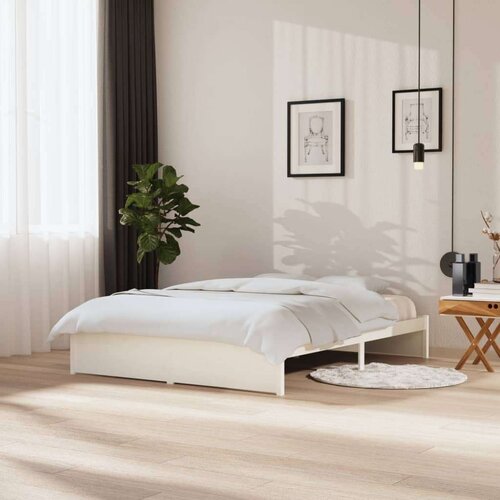  Posteljni okvir bel iz trdnega lesa 150x200 cm 5FT, (20643967) Slike