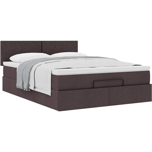 VidaXL Otomanski posteljni okvir z vzmetnico rjav 140x200 cm blago Slike