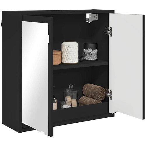  Kupaonski ormar s ogledalom s policom Crna 60 x 20 x 60 cm Slike