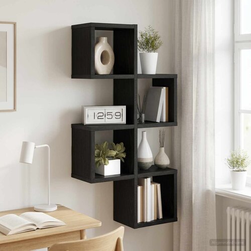  Polica na zidu Zidna montaža Crna 39 x 15 x 76 cm Cijene