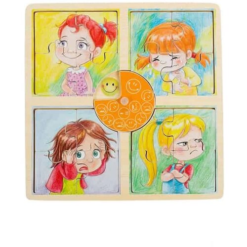 Pino drvena igračka za decu Slagalica Emocije-Devojčica Slike
