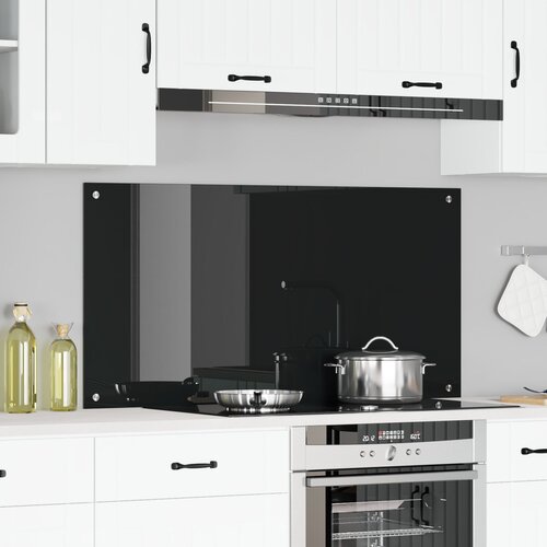 vidaXL Kuhinjski Backsplash Crni Staklo 120 x 60 cm Izdržljiv Cijene