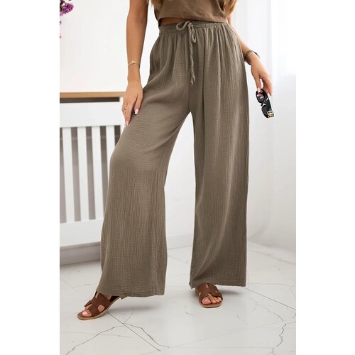 Kesi Włoski Muslin pants with a wide leg fango Cijene