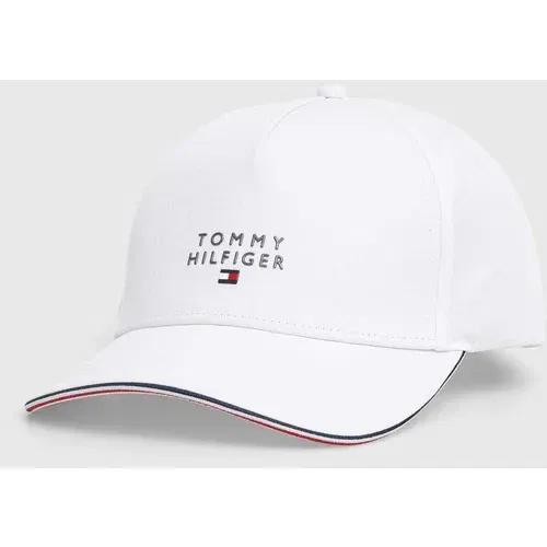 Tommy Hilfiger Bombažna bejzbolska kapa bela barva