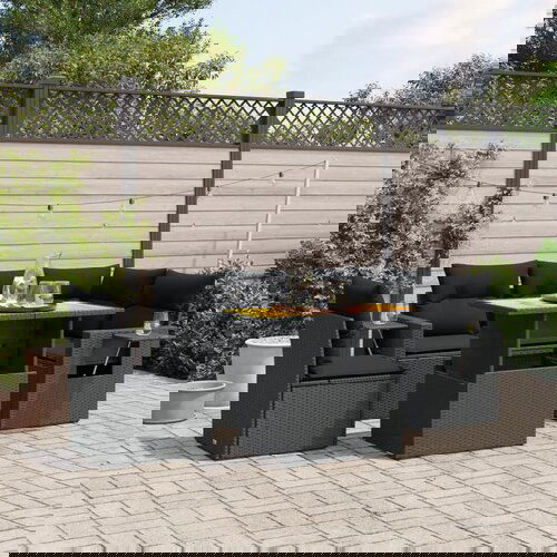 VidaXL 6-dijelni set vrtnih sofa s jastucima crni od poliratana Slike