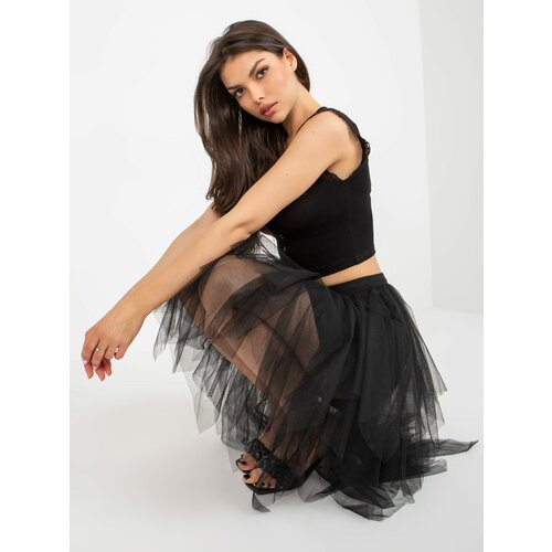 Fashion Hunters Black tulle flared skirt with ruffles Slike