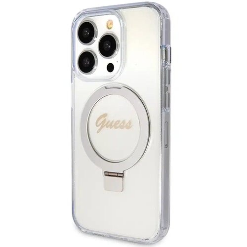  Originalna torbica GUESS Hardcase GUHMP15XHRSGSD za iPhone 15 Pro Max (Magsafe / Glitter Script Logo / stojalo za prstan / prozorna) Slike