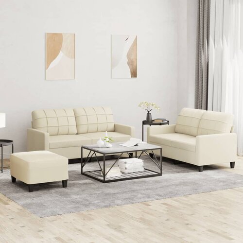 VidaXL 3-dijelni set sofa s jastucima krem od umjetne kože Slike