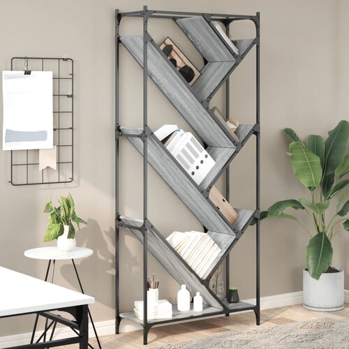  Regal za knjige siva boja hrasta 79x30x180 cm od drva i metala Cene