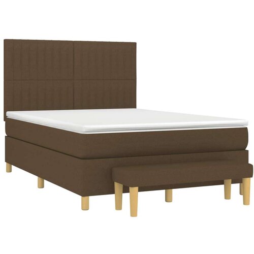  Krevet s oprugama i madracem tamnosmeđi 140 x 190 cm od tkanine Slike