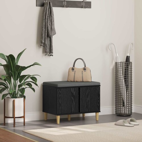  Klupa za hodnik s jastukom s vratima Crni Hrast 60 x 38 x 46 cm Cene