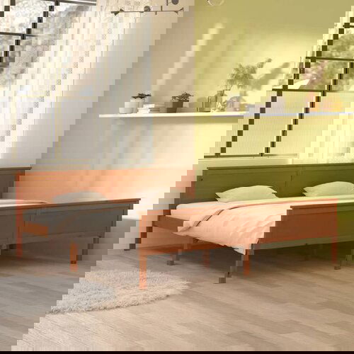 The Living Store Posteljni okvir medeno rjav iz trdne borovine 200x200 cm - Posteljni Okvir, (21525393) Slike