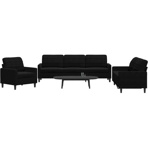  3-dijelni set sofa s jastucima crni bar&scaron;unasti Cijene