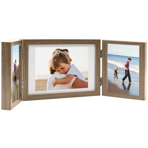 VidaXL Trodijelni okvir za fotografije smeđi 28x18 cm + 2 x (13x18 cm) Slike