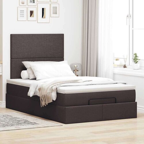 VidaXL okvir za krevet s madraca tamnosmeđi 120x190 cm od tkanine Slike