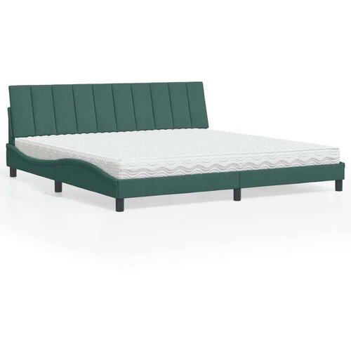  Postelja z vzmetnico temno zelena 200x200 cm žamet Slike