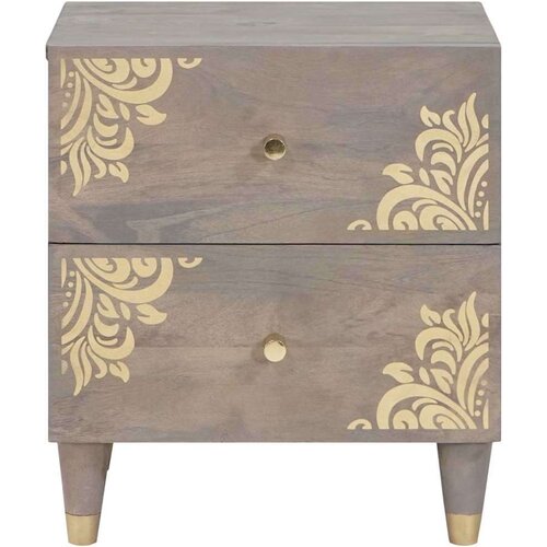 VidaXL Noćni ormar 2 pcs Siva 40 x 33 x 46 cm masivno drvo manga Slike