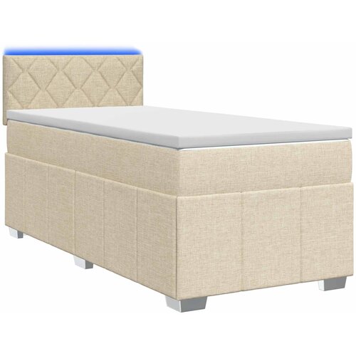  Boxspring krevet s madracem Krem 90 x 200 cm Tkanina Krema 90 x 200 x 100.5 cm Slike