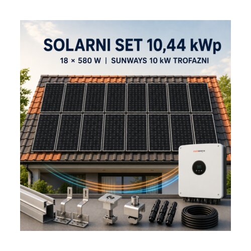  Solarni set 10 kW trofazni – Tongwei 10,44 kWp + Sunways STT-10KTL Cene