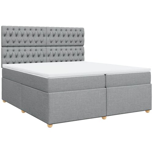 Maison Chic Box spring postelja - Vzmetna postelja z vzmetnico svetlo siva 200x200 cm blago SL24217, (21891335) Cene