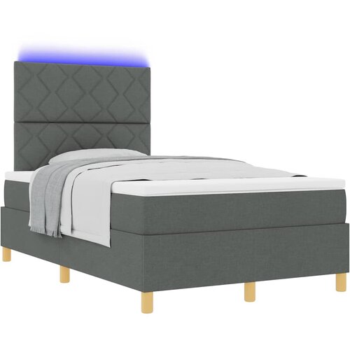  LED Box Spring Krevet Tamno siva 120 x 200 cm tkanina Slike