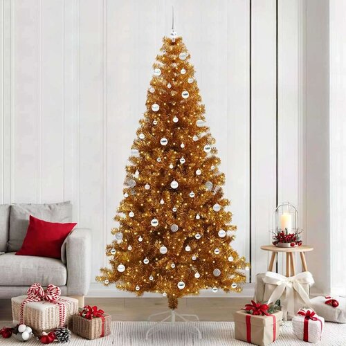 vidaXL Božično drevo med 300 LED z stojalom Zlata 240 cm PET Cene