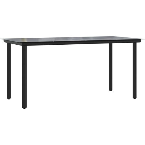  5-dijelni vrtni blagovaonski set s jastucima sivo-crni Siva Dužina stola 160 cm Slike