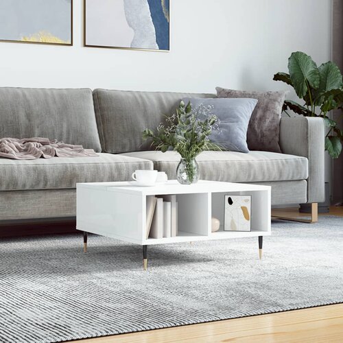  Stolić za kavu sjajni bijeli 60 x 60 x 30 cm konstruirano drvo Cene