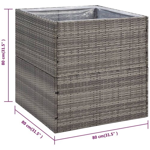  Vrtna sadilica siva 80 x 80 x 80 cm od poliratana Slike