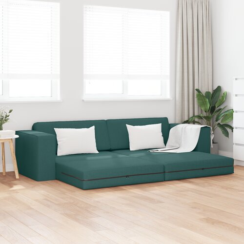 vidaXL tlačni kavč postelja 2-v-1 temno zelena 245x150x60.5 cm Cene