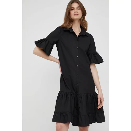 Xt Studio Pamučna haljina boja: crna, mini, širi se prema dolje