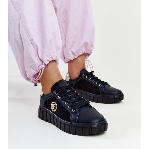 Gemre Black leather sneakers with chunky sole Viera Cene