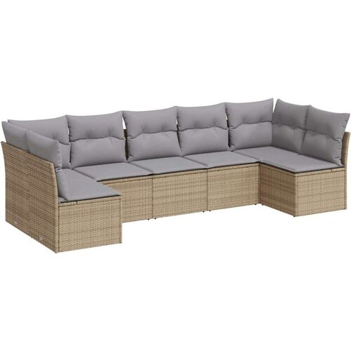  7-dijelni set vrtnih sofa od poliratana s jastucima bež Slike
