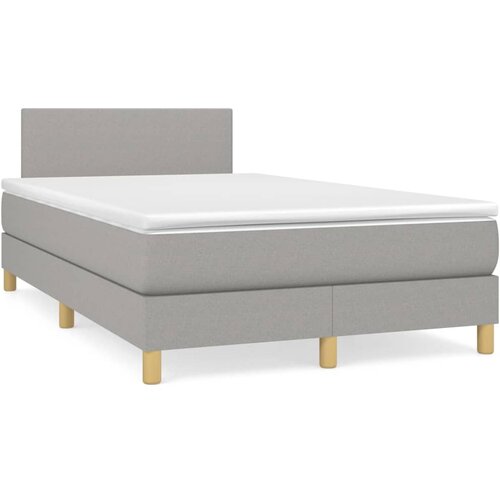 VidaXL Boxspring postelja z vzmetnico svetlo siva 120x190 cm blago Slike