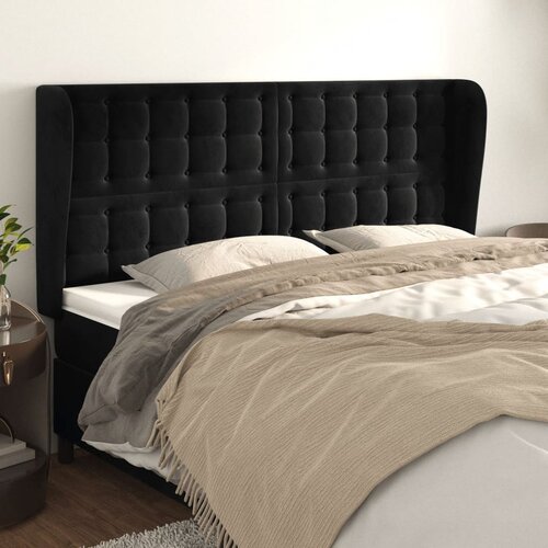 vidaXL Vzglavje z ušesi črn 163x23x118/128 cm žamet Cene