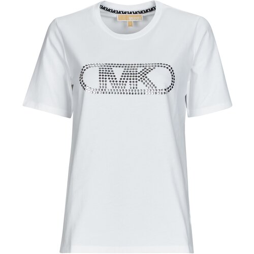 Michael Kors Majice s kratkimi rokavi CROP GWSH EMPIRE STUD TEE Bela Slike