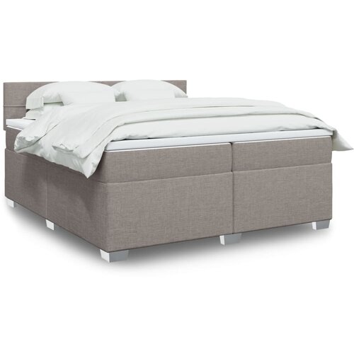 VidaXL Krevet s oprugama i madracem smeđesivi 200x200 cm od tkanine Slike