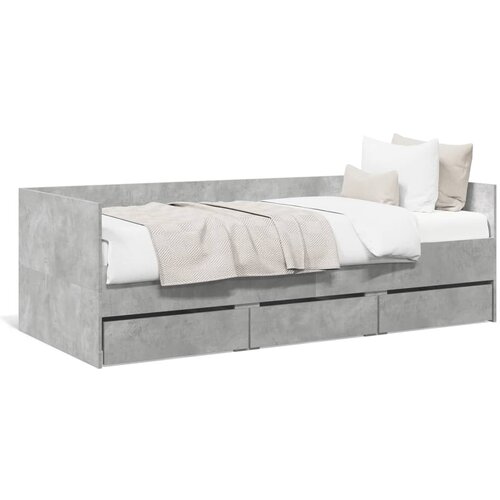 VidaXL Dnevna postelja s predali betonsko siva 100x200 cm inž. les Slike