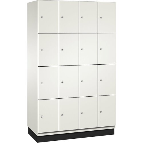 C+P omara cambio s predelki z zaklepanjem in vrati iz hpl, 16 predelkov, korpus čisto bel / vrata bela, širina 1200 mm Cene