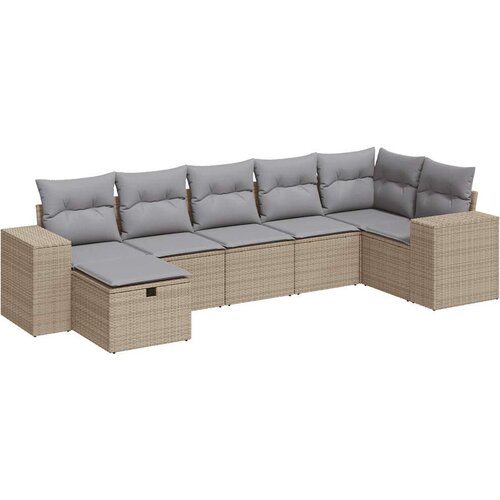 VidaXL 7-dijelni set vrtnih sofa od poliratana s jastucima bež Slike
