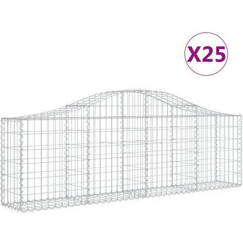 vidaXL Obokana gabionska košara 25kosa 200x30x60/80cm pocinkano železo, (21000497) Cene