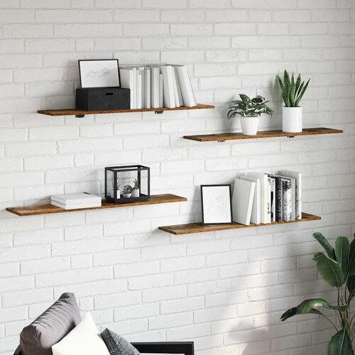 Police za knjige 4 pcs Smeđa 100 x 20 x 1,5 cm Slike