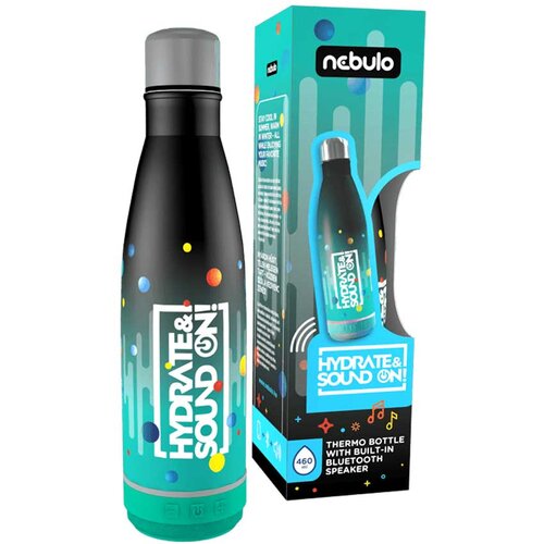 NEBULO Nebulo: termo steklenica 460 ml z vgrajenim zvočnikom Bluetooth v črno-tirkizni barvi Cene
