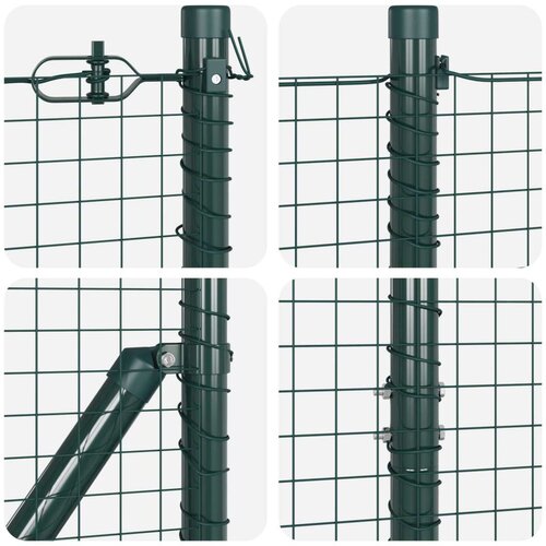 VidaXL Zavarena Ograda s 7 Klinova Zelena 1.4x10 m Čelična Slike
