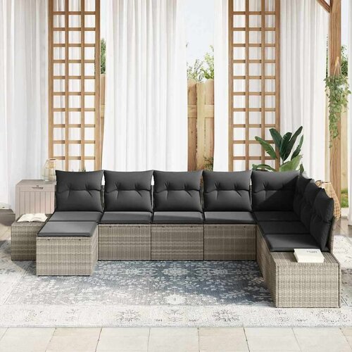 VidaXL Sjedeća garnitura za vrt 8 pcs Svjetlosiva 319 x 209 x 85 cm Slike